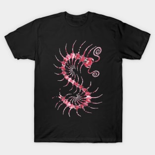 White on Red Ornate Centipede T-Shirt